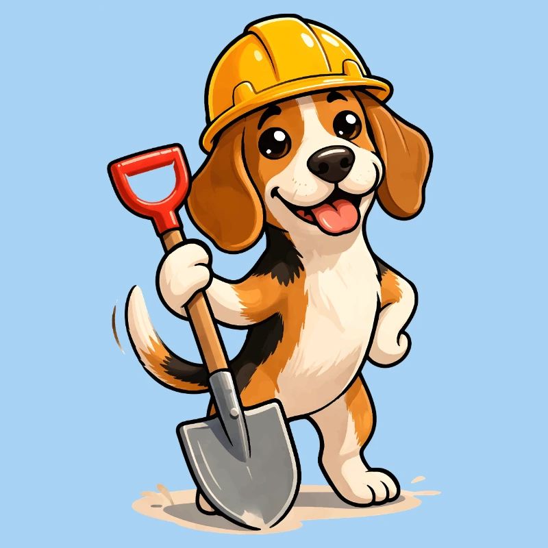Beagle Construction Worker Dog Funny Fun Design