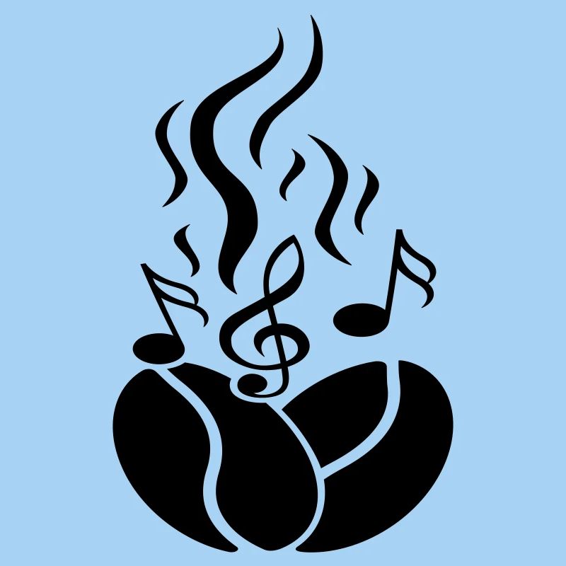 Coffee beans with music notes