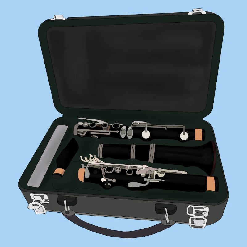 Clarinet Disassembled Inside a Suitcase