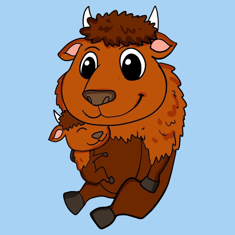 Grossesse familiale - Bison avec bébé - Bison