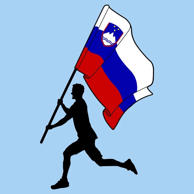 Flagge Slowenien Mann läuft