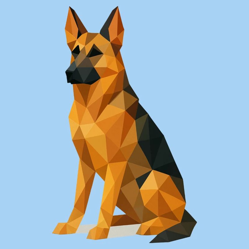 Deutscher Schäferhund in Low Poly
