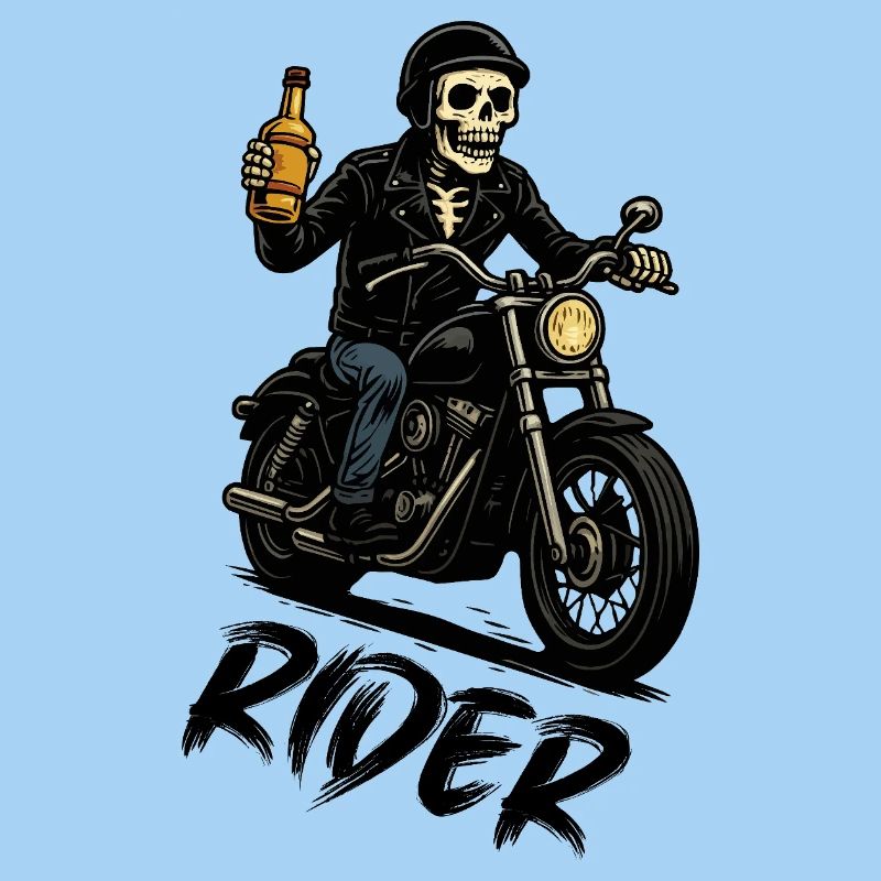 Skelettbiker mit Flasche