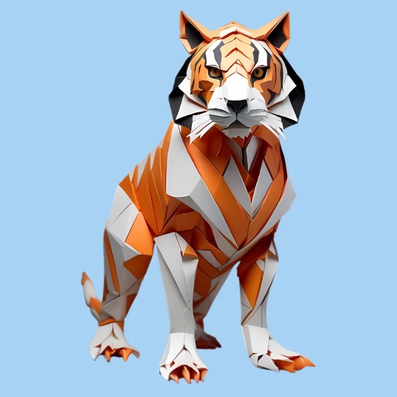Geometrischer Low-Poly Tiger