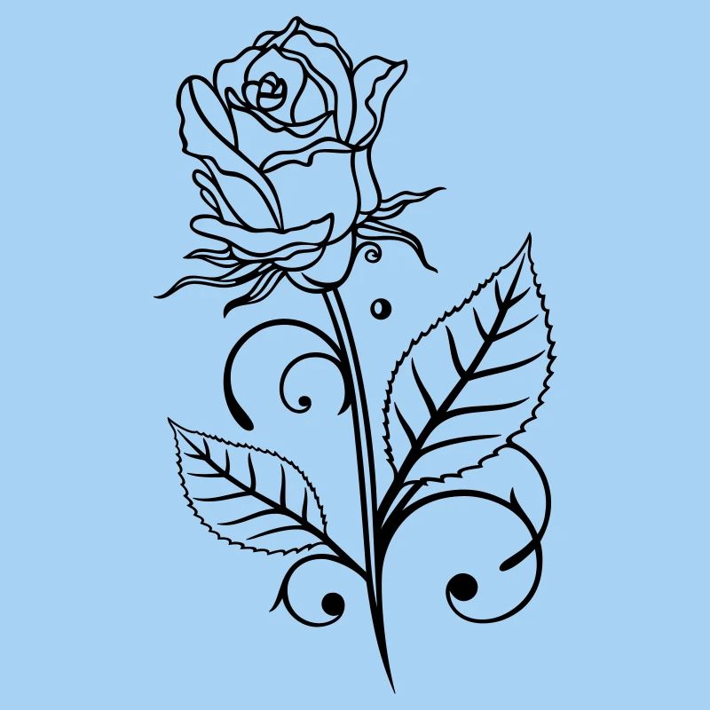 Rose avec feuilles