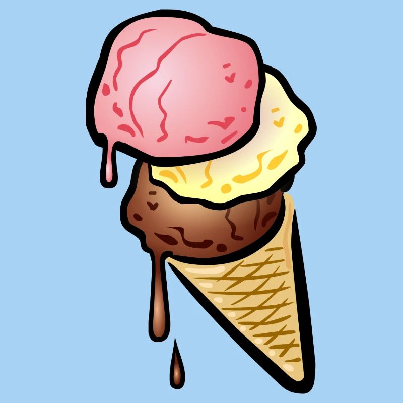 Eistüte mit drei Kugeln Eis