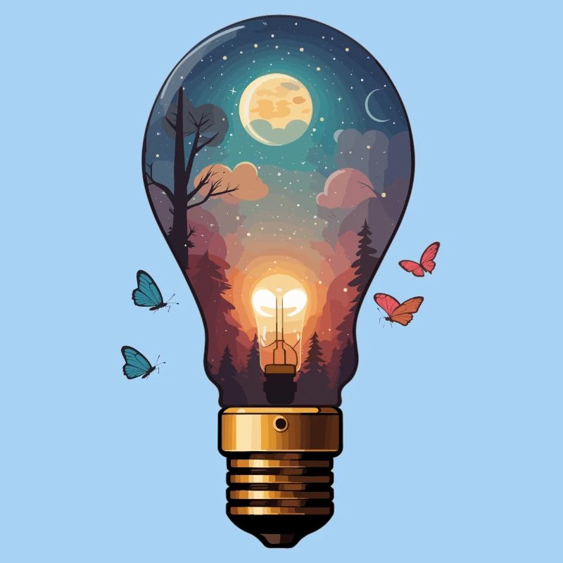 Light bulb with moonlight