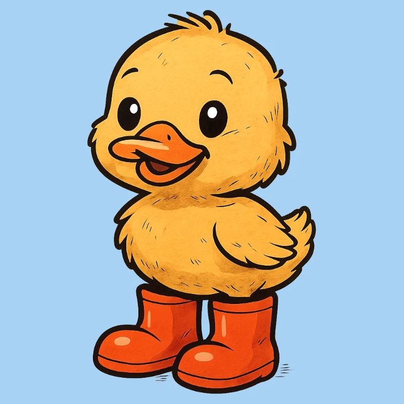 Cute duck motif with rubber boots