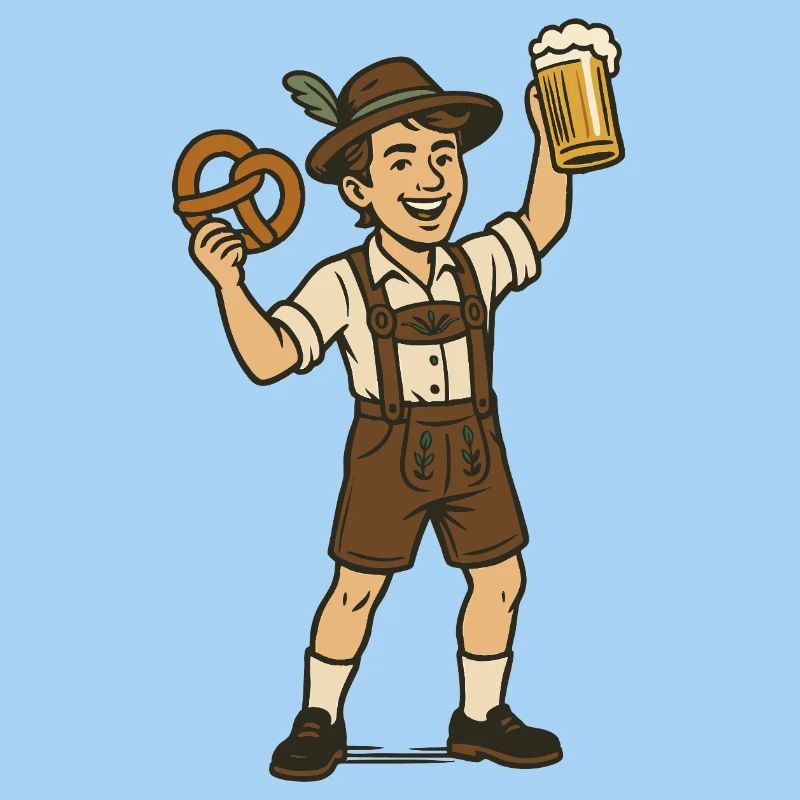 Junger Biertrinker in Lederhosen