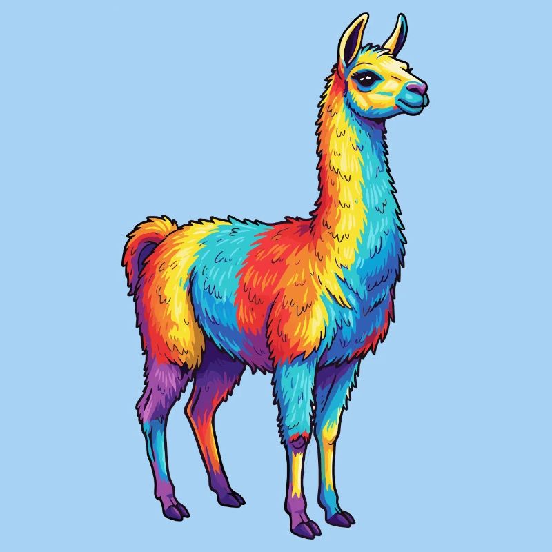Bunte Lama-Regenbogen-Pop-Art-Aquarell
