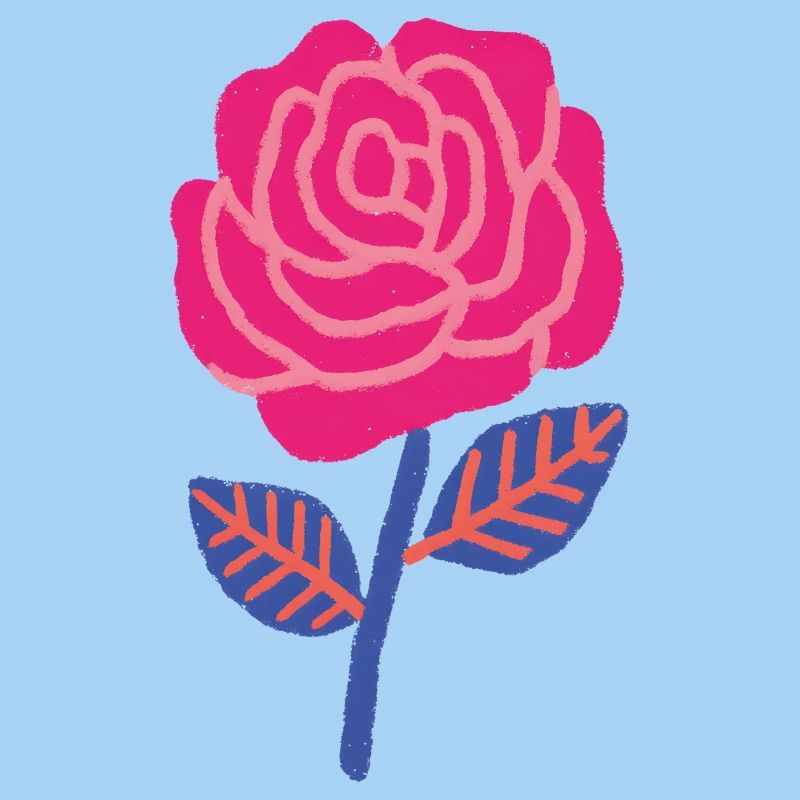 Ruby rose with blue leaves