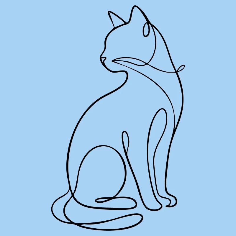 Silhouette du chat assis à une ligne