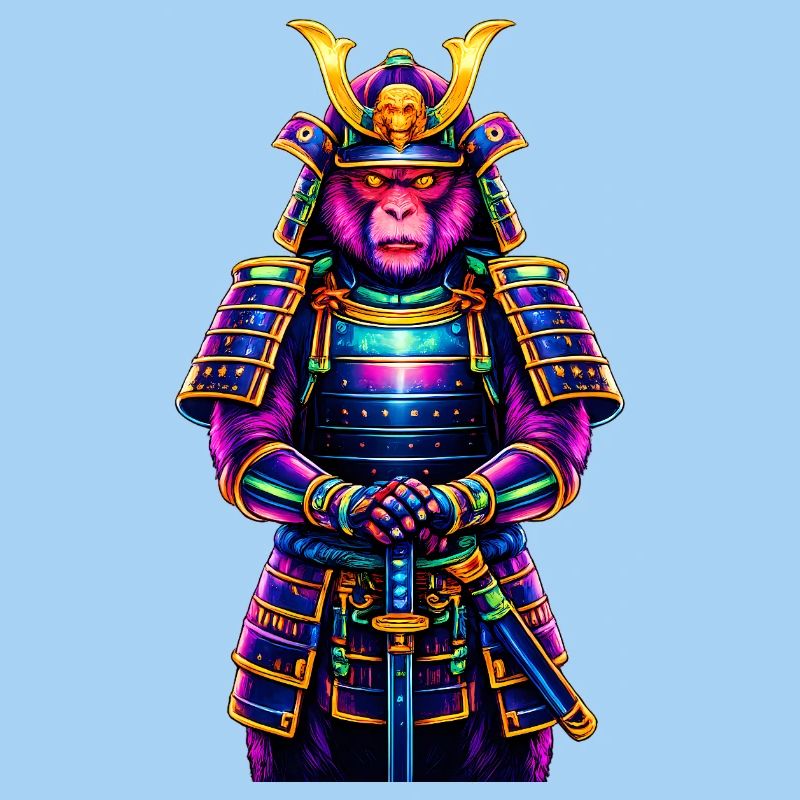 Neon-Samurai-Affe Japanisches Krieger-Tier