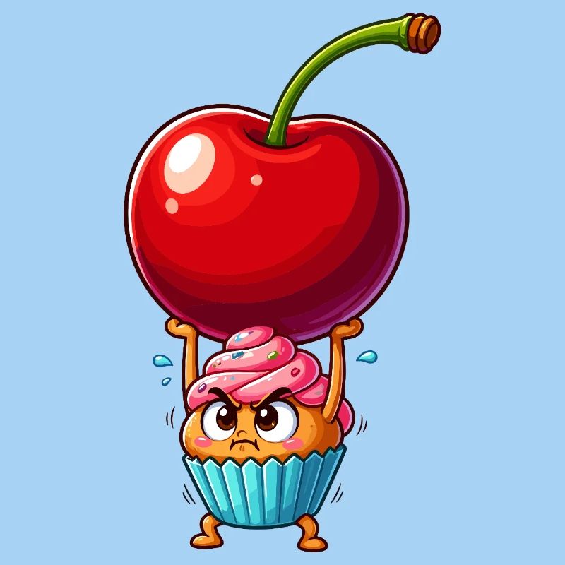 Kirsche Kraft Cupcake Held