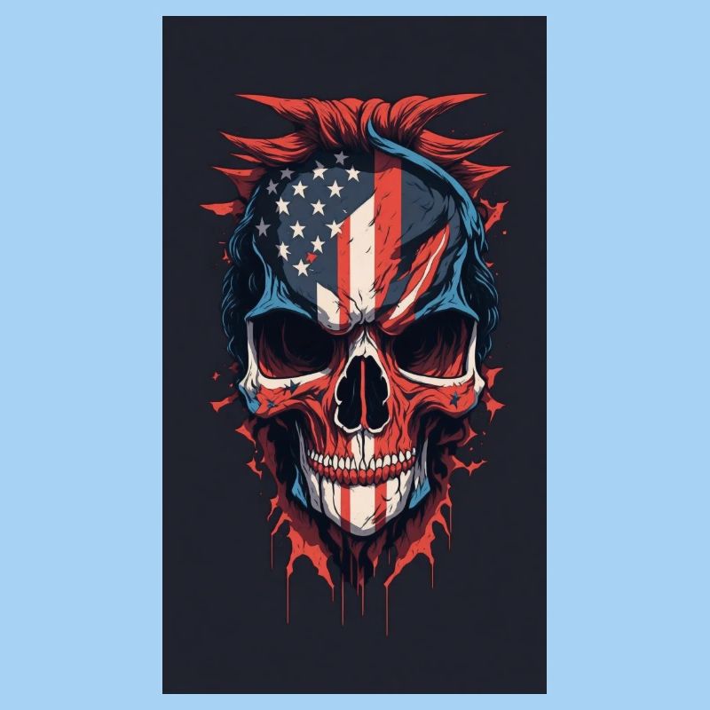 American Flaghand Drawn Face Evil Death Skull
