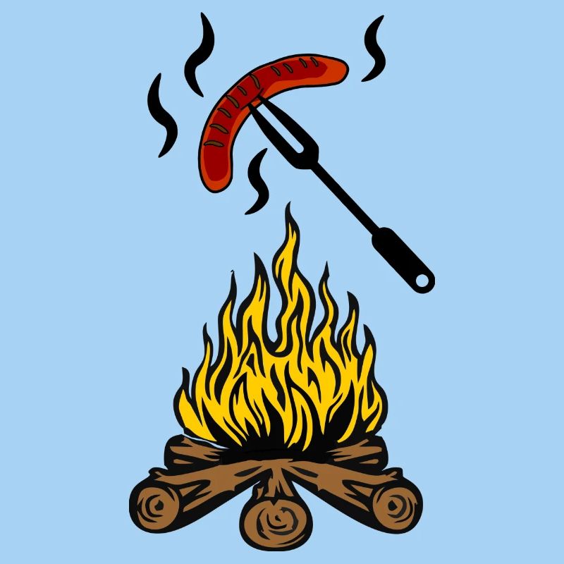 Campfire with bratwurst