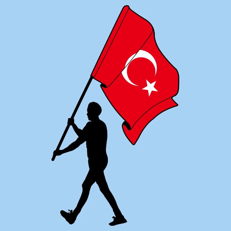 Flag Turkey Man Walking