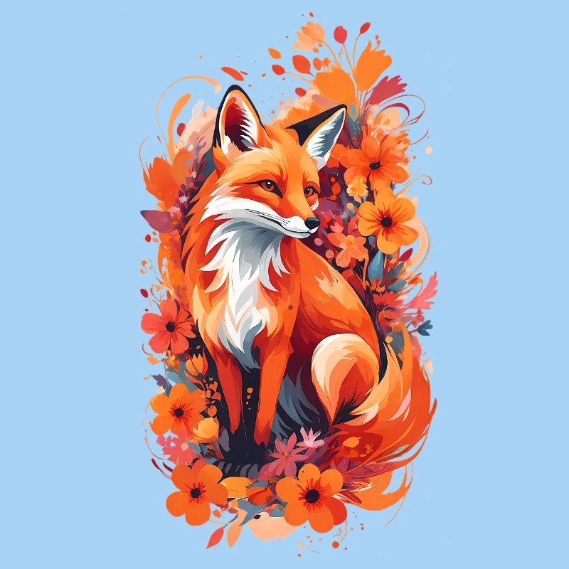 Fox flowers fox lover gift forest animal