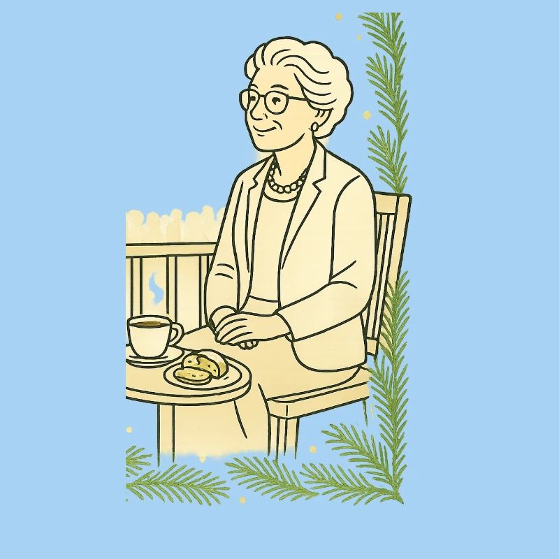 Großmutter Cafézeit am Tisch