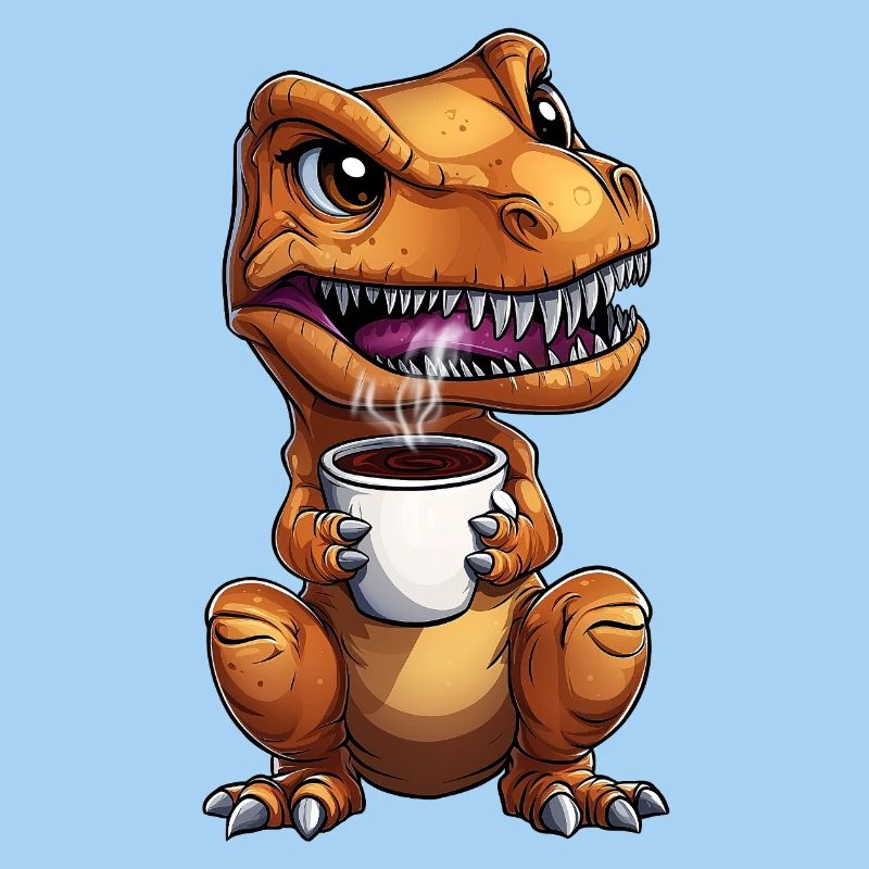 Morgenmuffel T-Rex Dino mit Kaffee :)