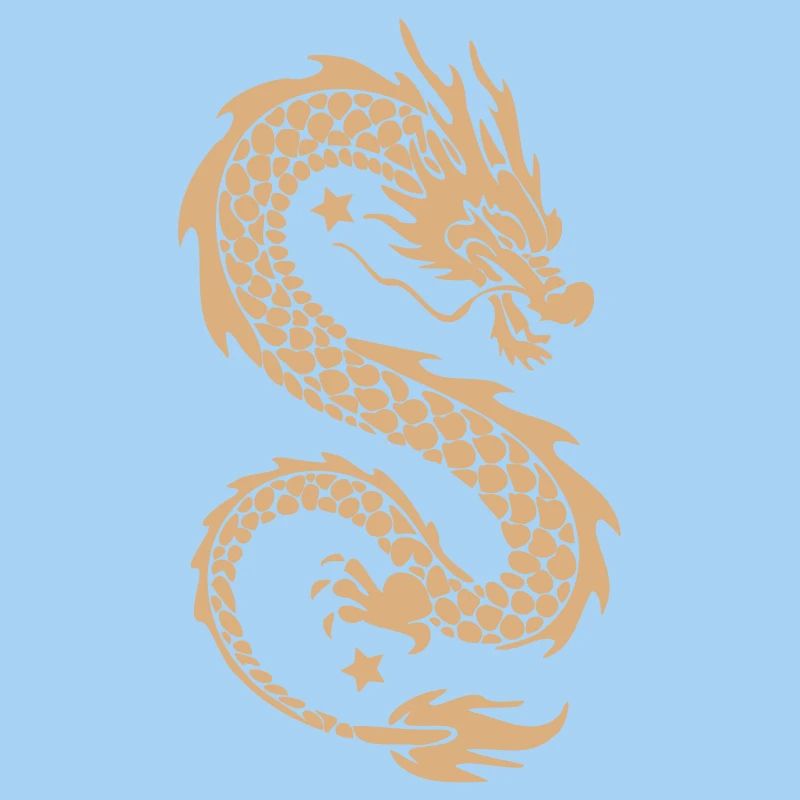 Silhouette dorée du Dragon Céleste