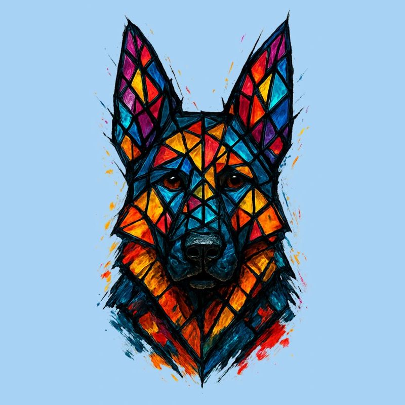 Deutscher Schäferhund Buntglaskunst
