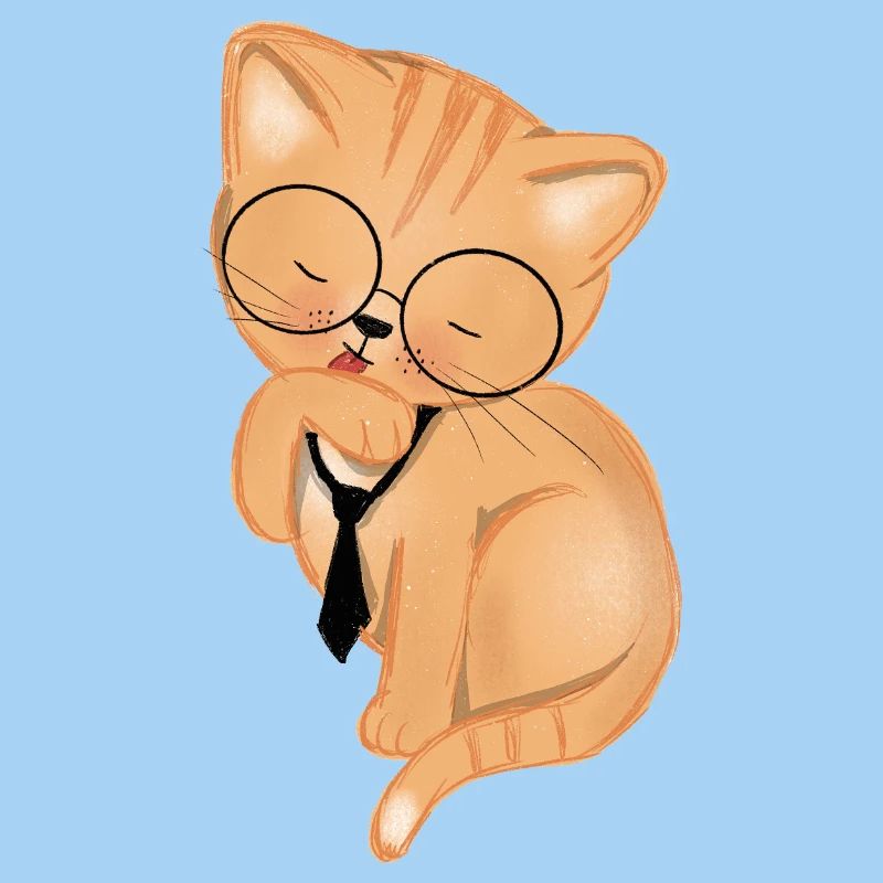 Bürokatze mit Krawatte