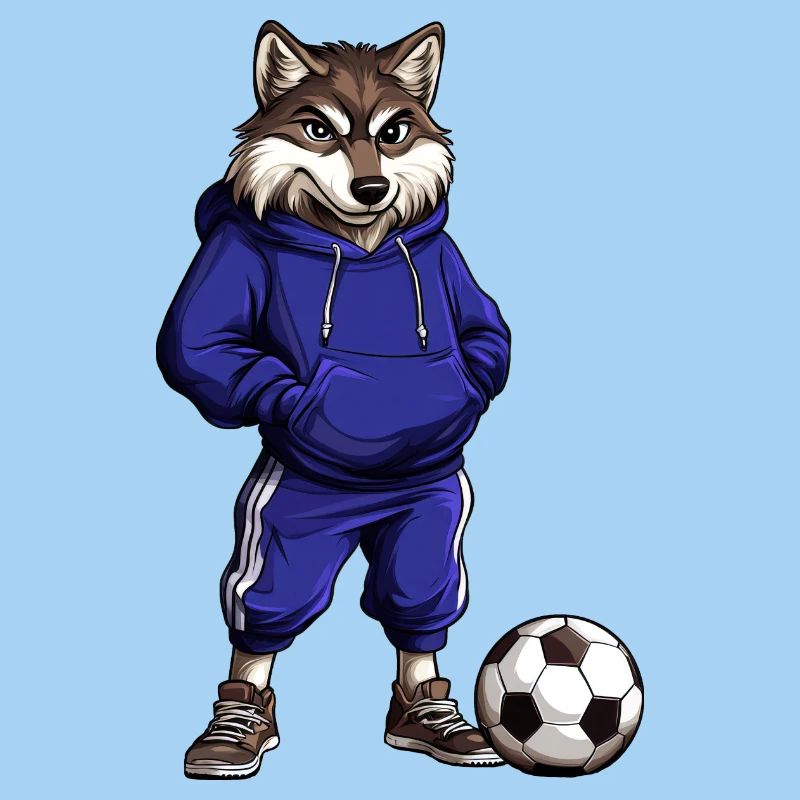 Fussballer Wolf blau