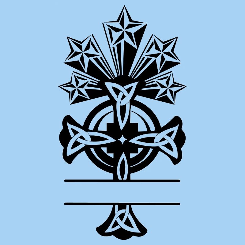Monogramme cinq étoiles de croix celtique