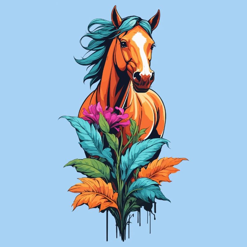 Pferdekopf mit Blumen