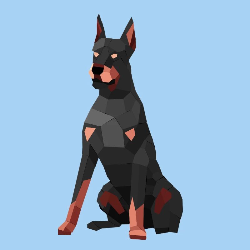 Moderner Dobermann – Low-Poly-Kunst