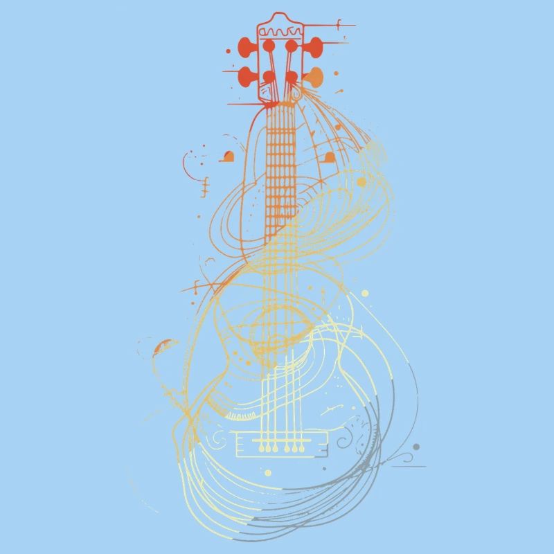 Ukulele Sketch Retro Style
