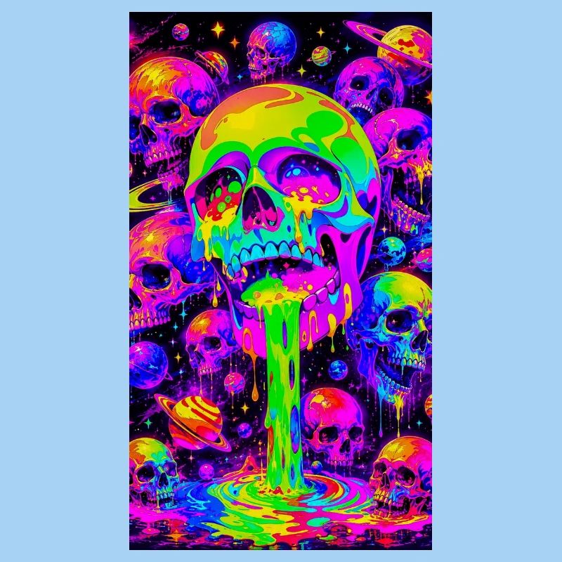 Psychedelische Neon-Skelette