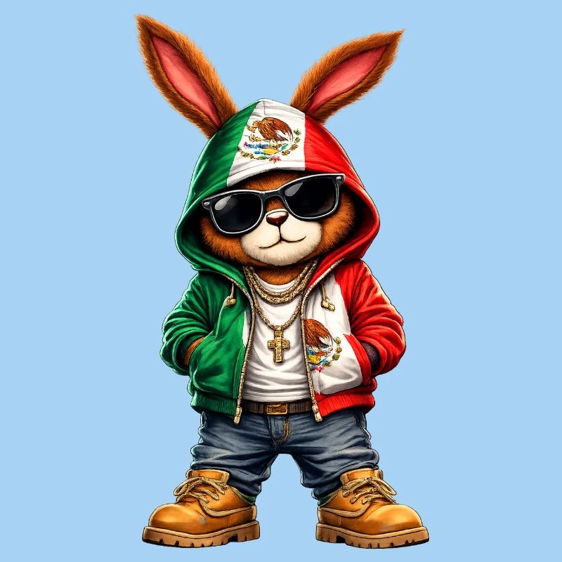 Lapin à capuche avec drapeau du Mexique