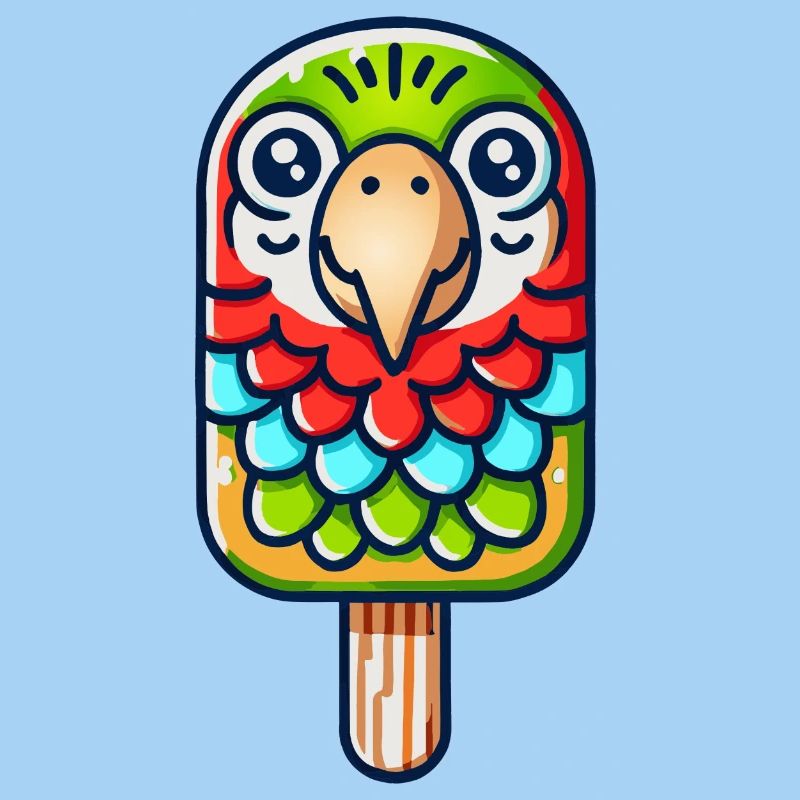 Ein Eis in Form eines lächelnden Papageis