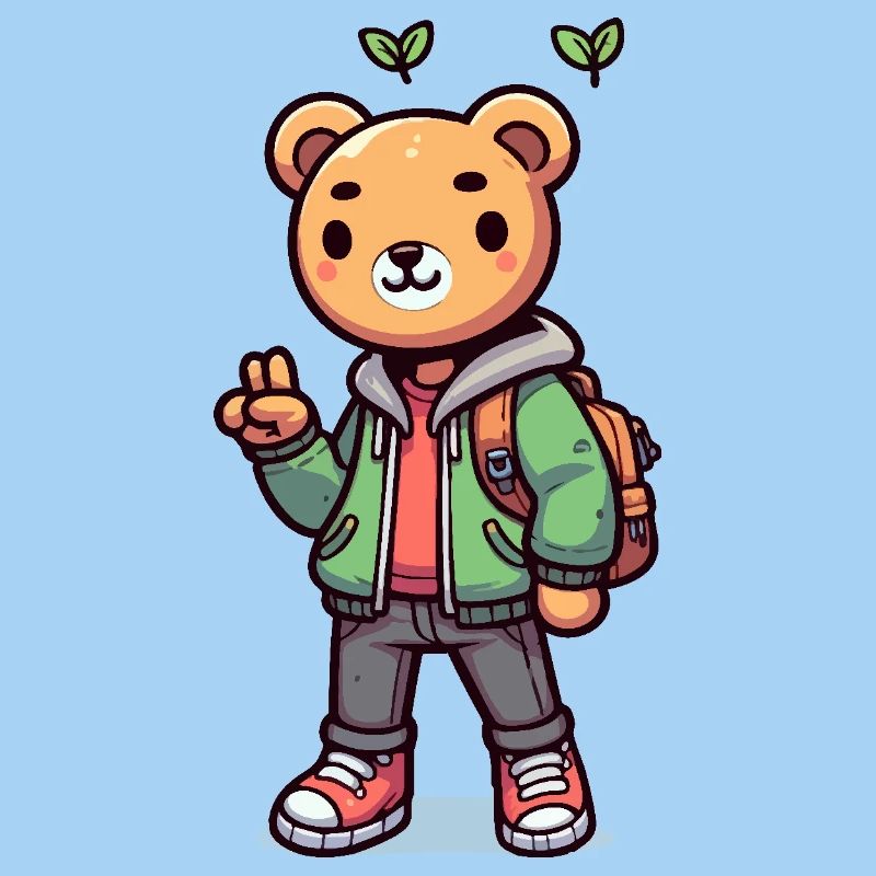 Cute teddy bear with a backpack