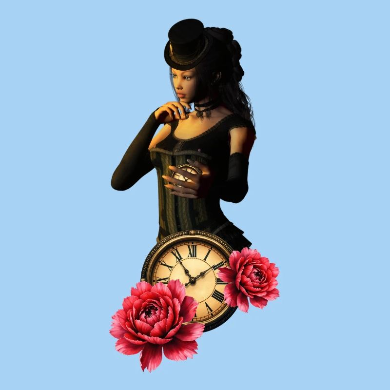 Steampunk Uhr mit Rosen