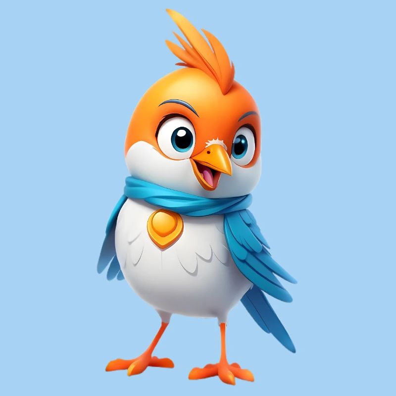 Oiseau coloré avec écharpe – Dessin de dessins animés