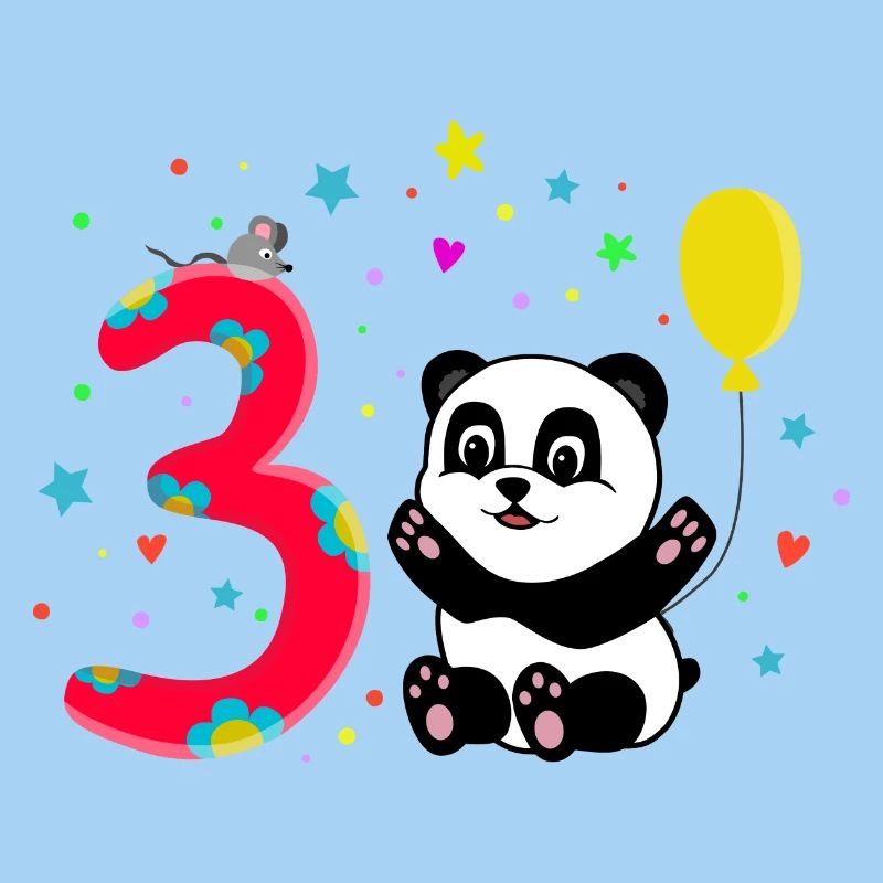 Dritter Geburtstag 3. Jahre Panda süßes Geschenk