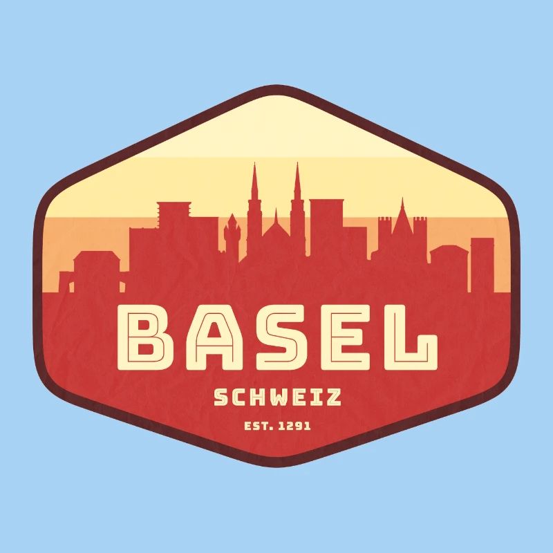 Basel Skyline Retro Abzeichen