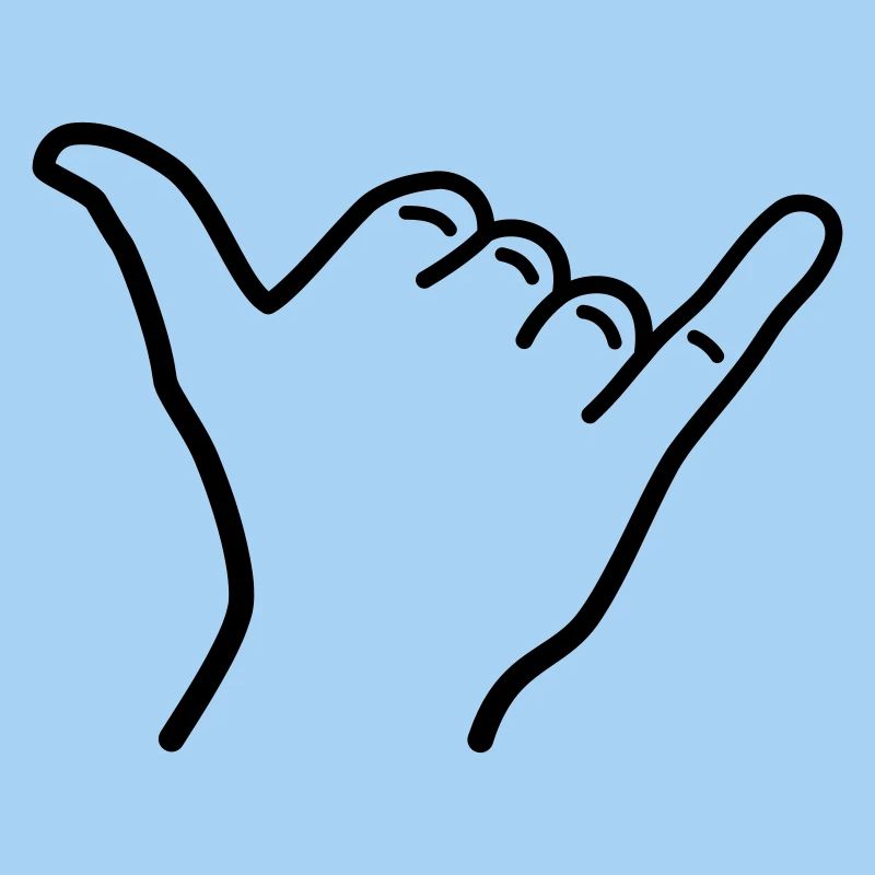 Shaka Hand Icon Outline Surfing Hawaii Greeting