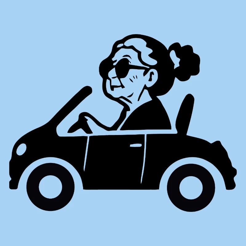 Oma im Auto