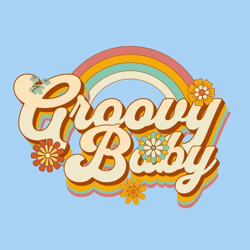 Retro Blumen-Design mit Regenbogen