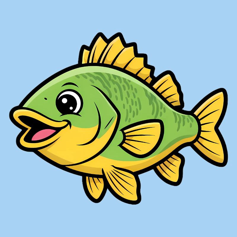 Süßer Flussbarsch Comic Fisch Bunt
