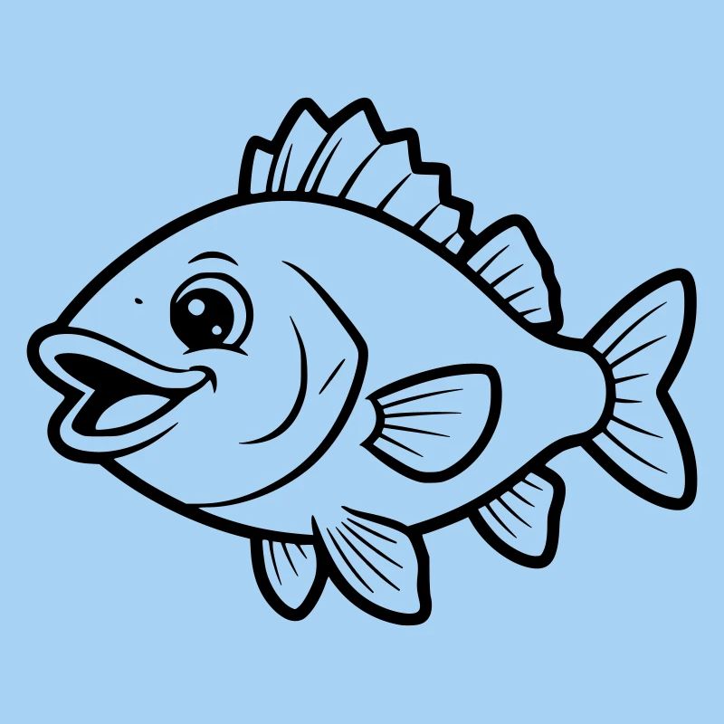 Cute Perch Fish Comic Coloring Page