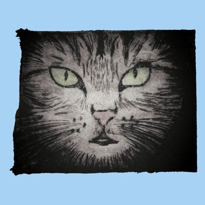 Cat Black - Gravé à la main imprimable