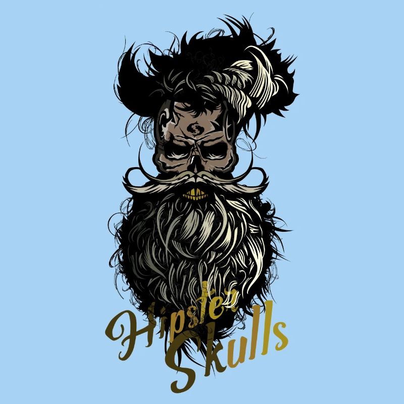 Kopf des Todes Hipster Kran Bart Schnurrbart Schädel b