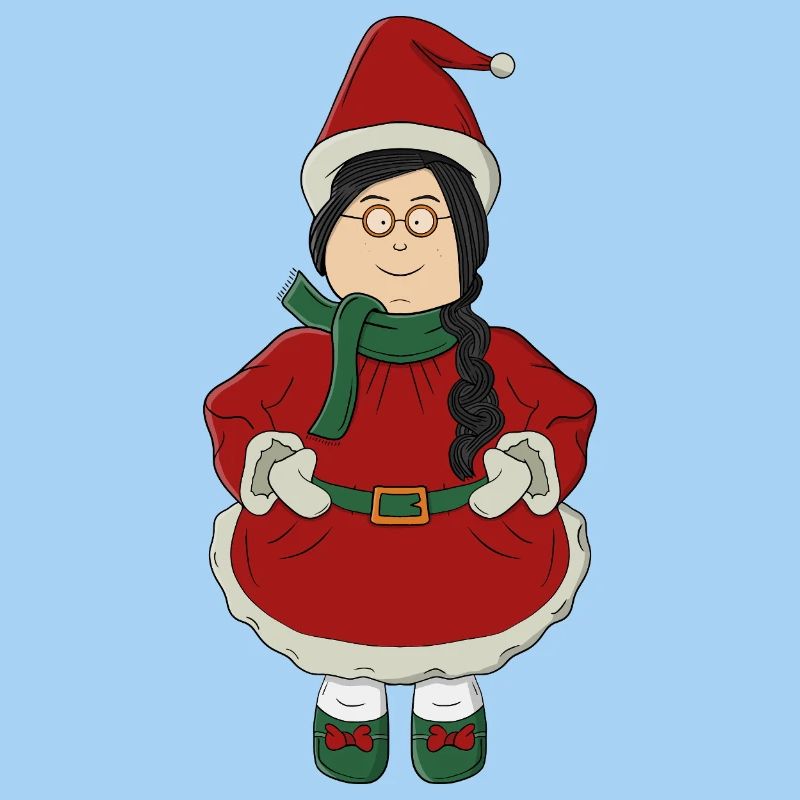 Weihnachtsmannmädchen im roten Kleid