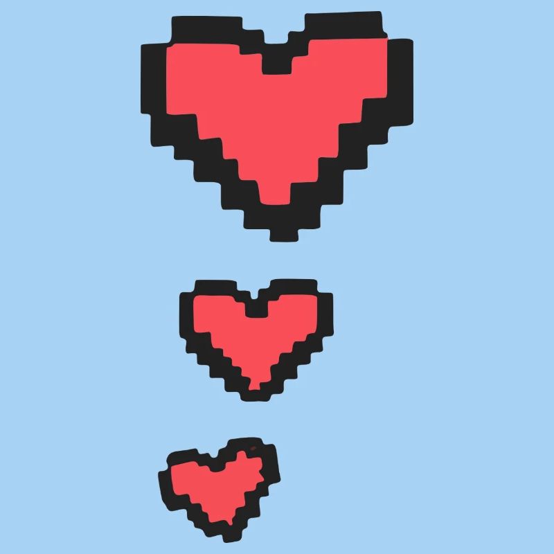Indicateur de vie 3 Pixels Hearts Retro Gamer 8-Bits