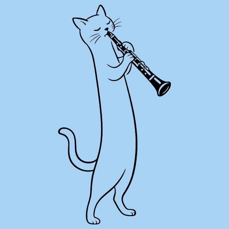 Cat joue de la clarinette